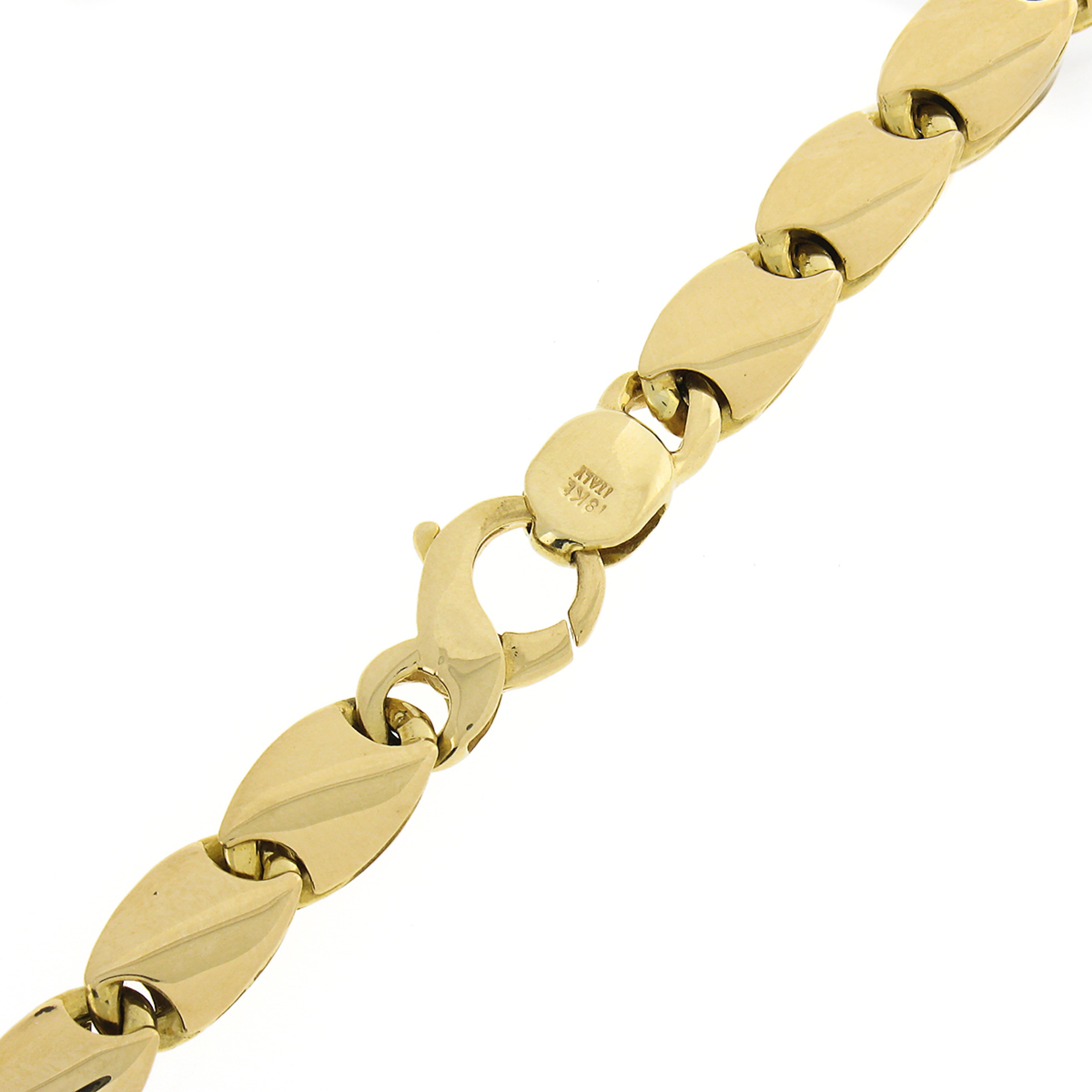 Women's or Men's Fine Italian 18k Tri Color Gold Polished Reversible Curved Link Chain Necklace
