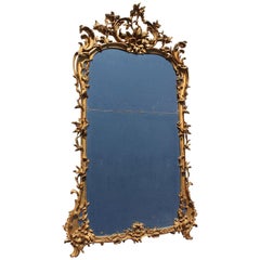 Fine Italian 18th Century Rococo Style Florentine Giltwood Carved Mirror Frame