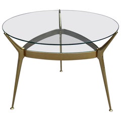 Fine Italian 1950s Brass and Glass 2-Tier Gueridon
