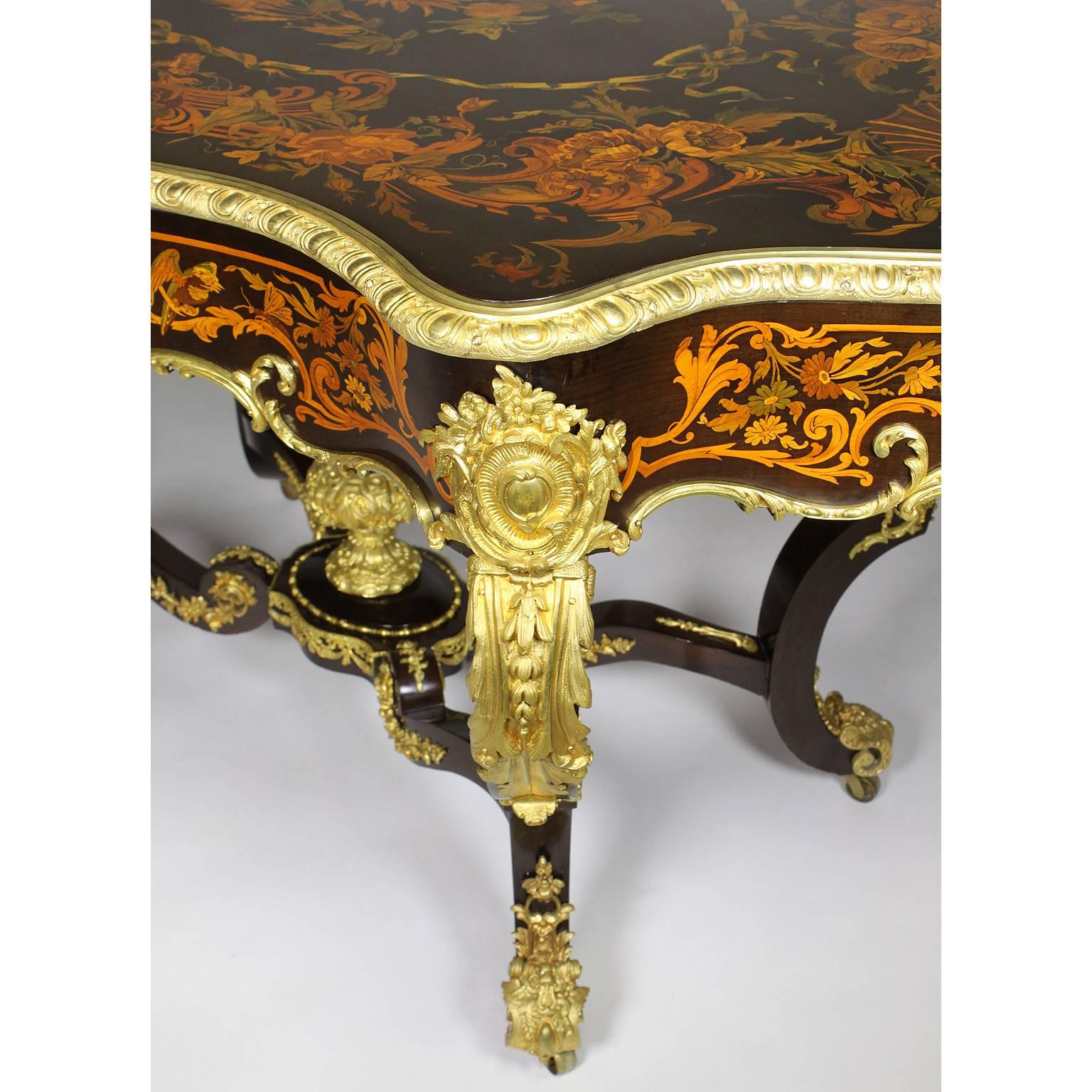Fine Italian 19th Century Floral Marquetry and Gilt-Bronze Mounted Centre Table 4