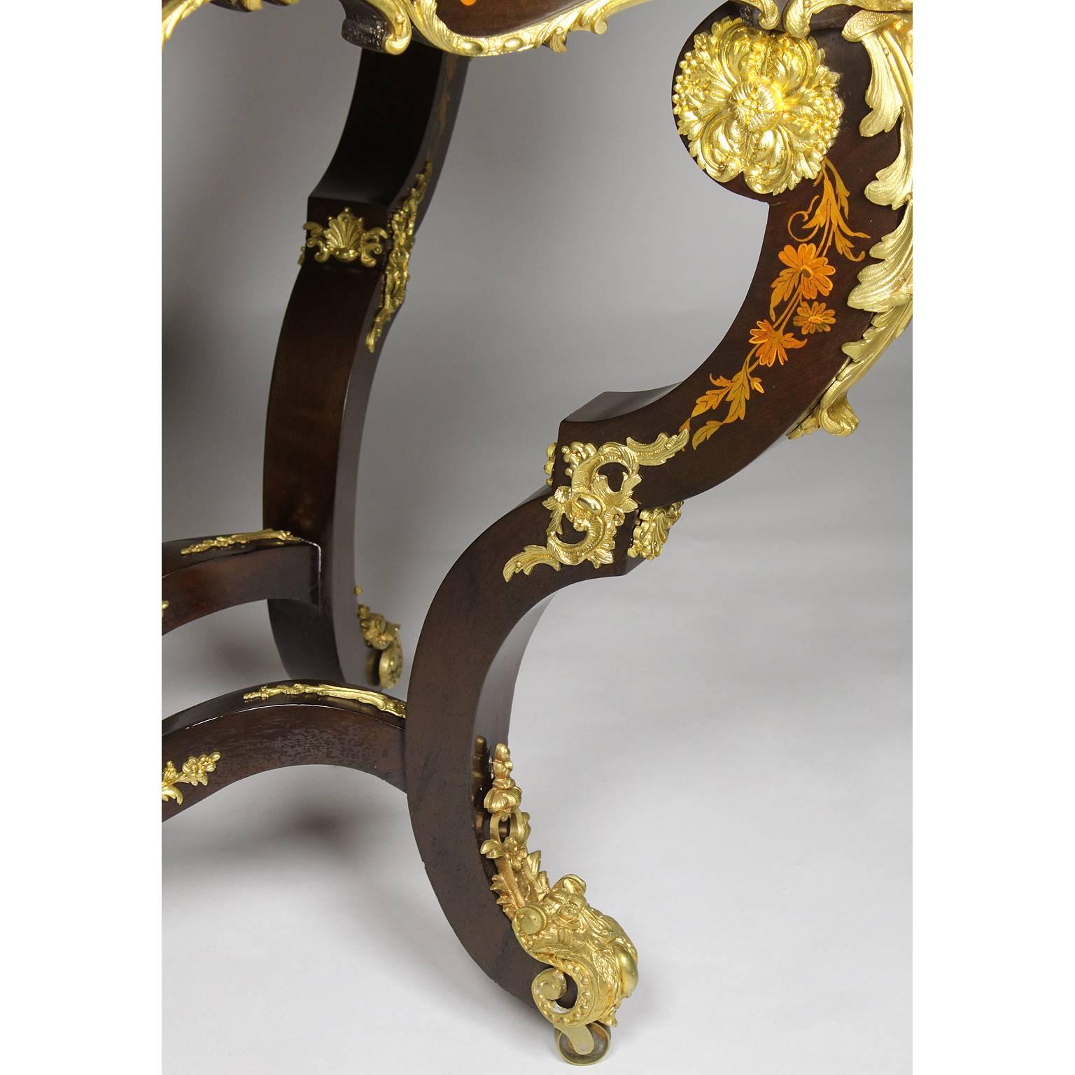 Fine Italian 19th Century Floral Marquetry and Gilt-Bronze Mounted Centre Table 6