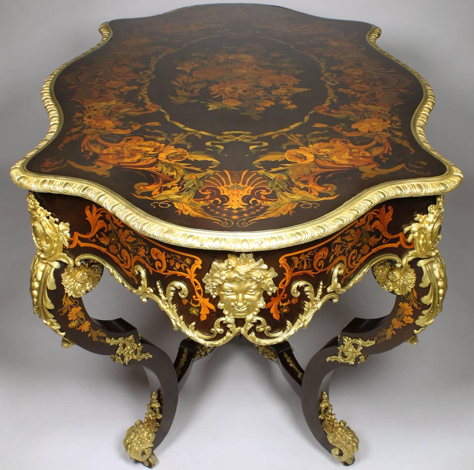 Fine Italian 19th Century Floral Marquetry and Gilt-Bronze Mounted Centre Table 9