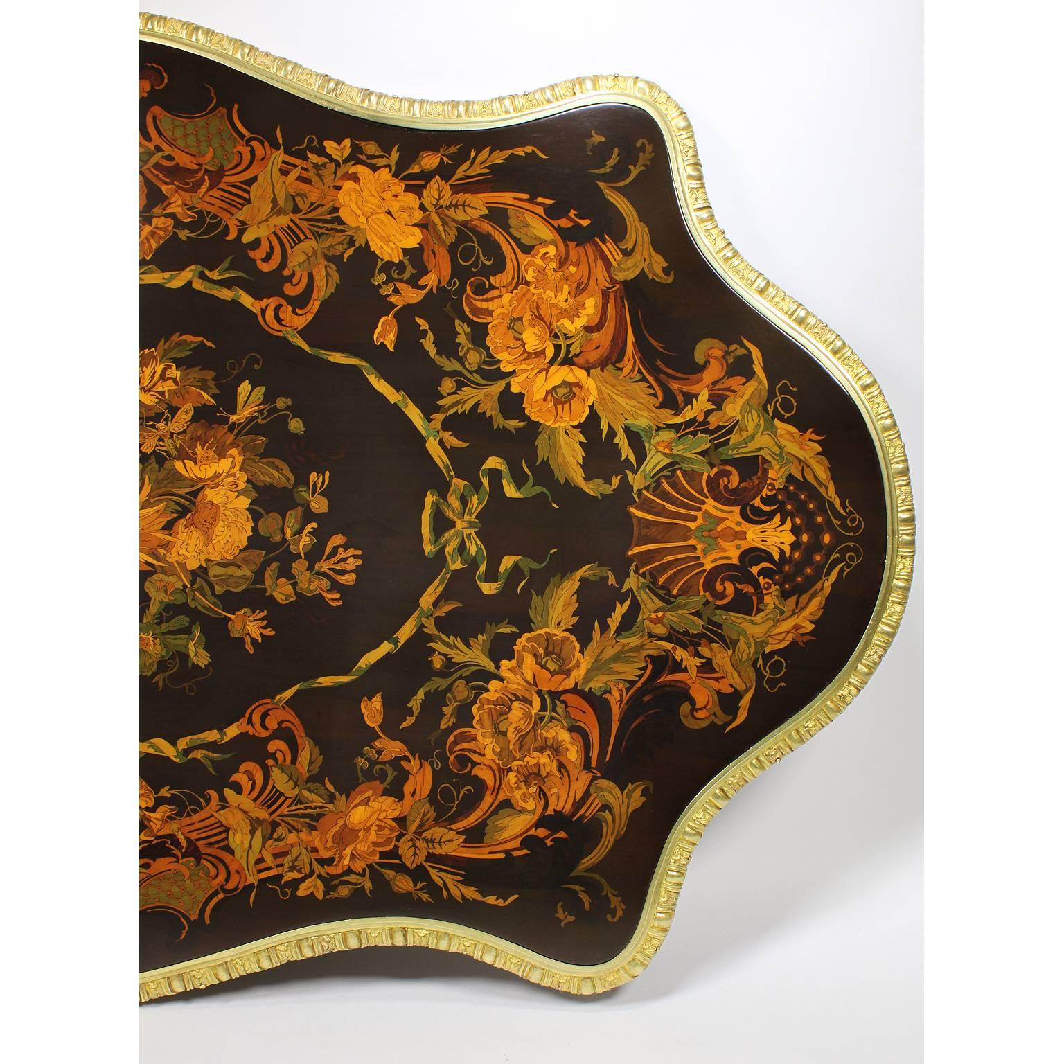 Fine Italian 19th Century Floral Marquetry and Gilt-Bronze Mounted Centre Table 1