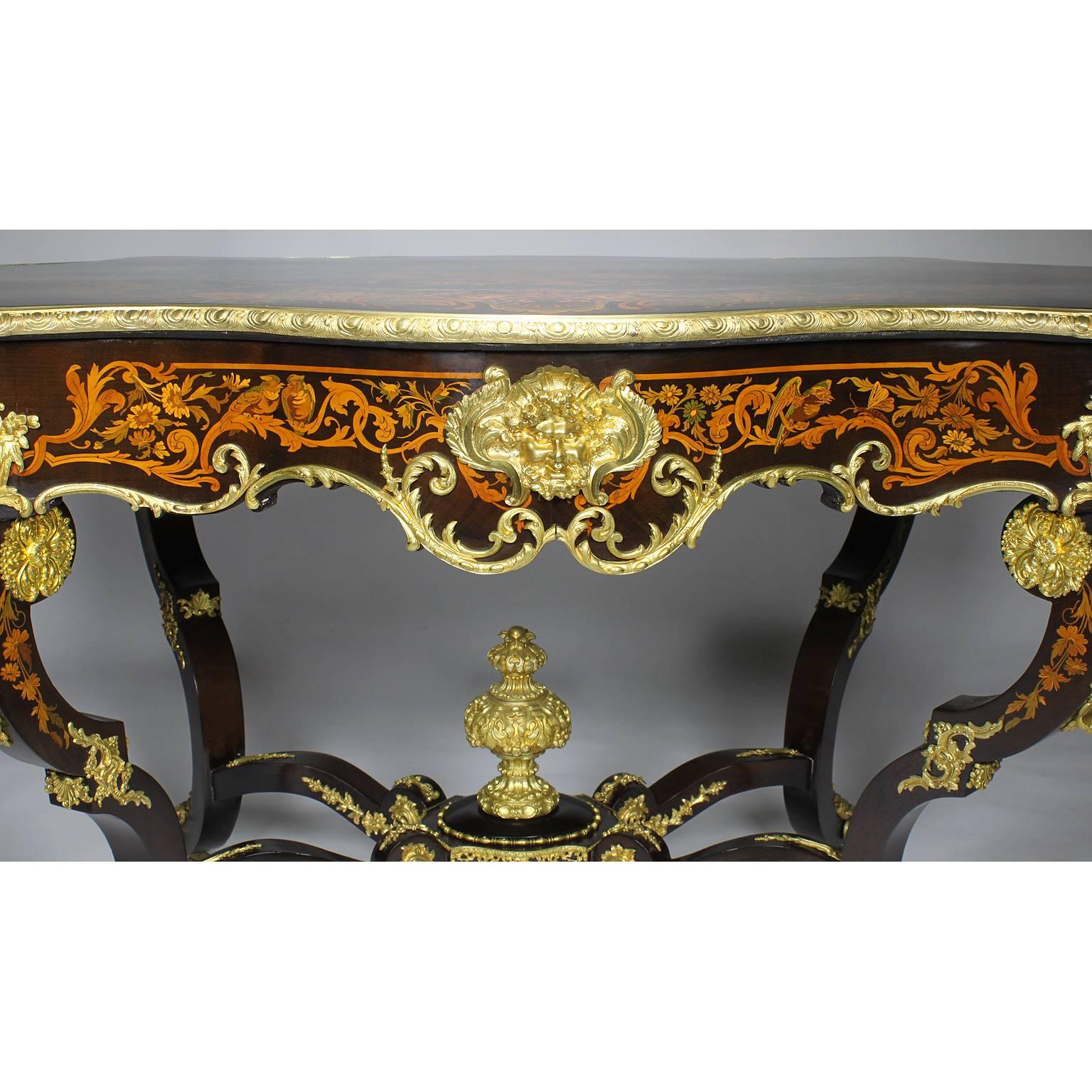 Fine Italian 19th Century Floral Marquetry and Gilt-Bronze Mounted Centre Table 2