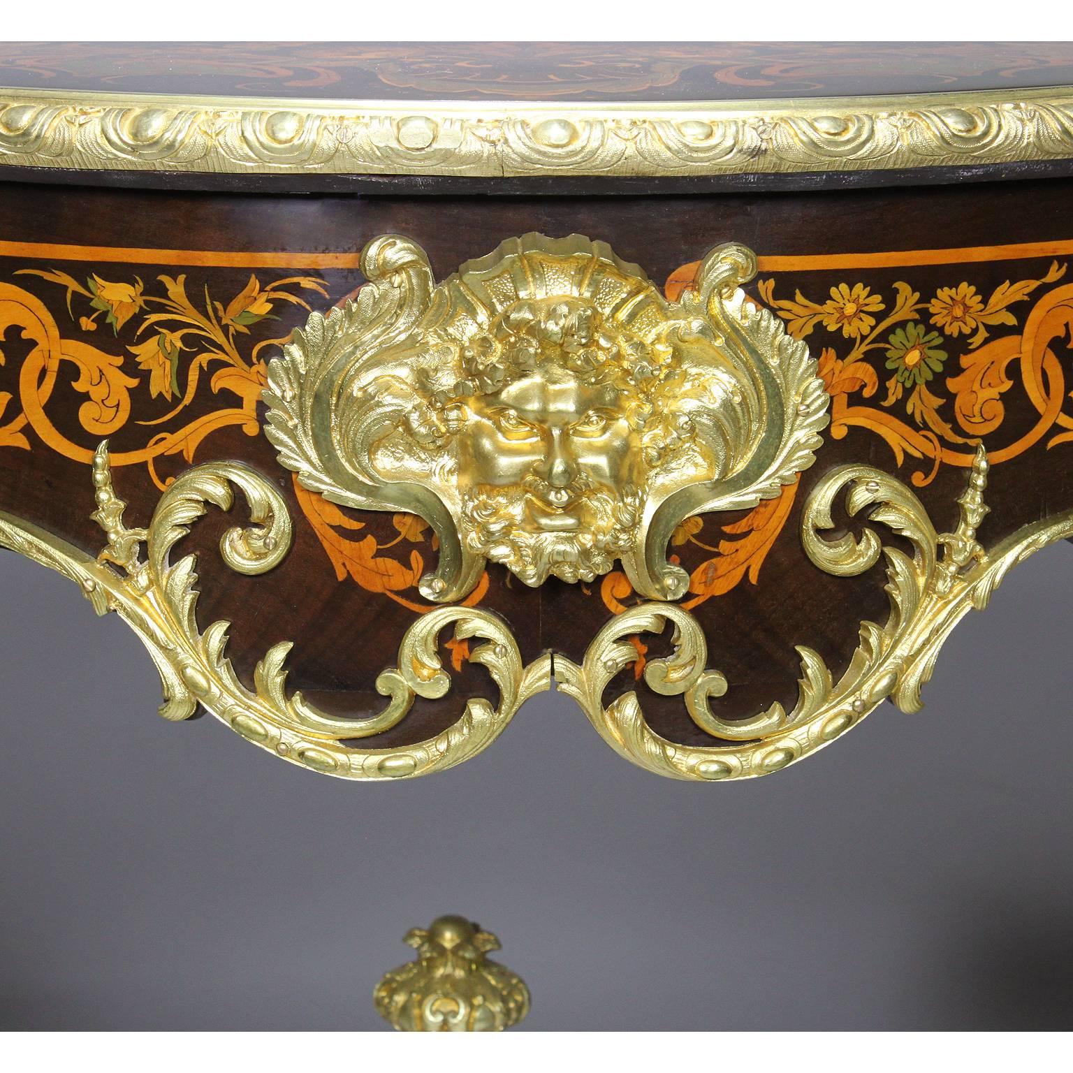 Fine Italian 19th Century Floral Marquetry and Gilt-Bronze Mounted Centre Table 3