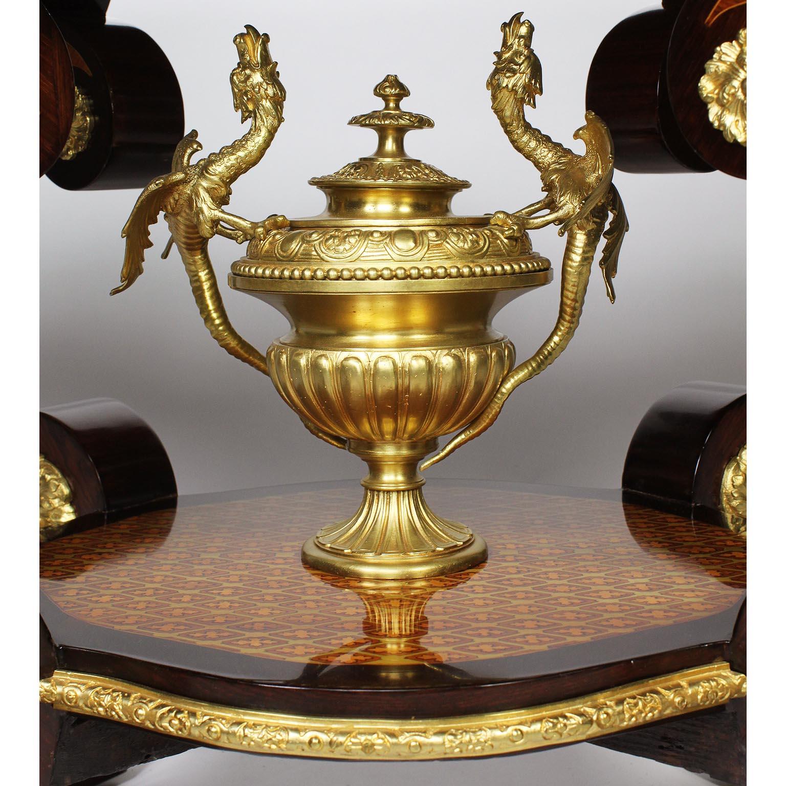 Fine Italian 19th Century Floral Marquetry Gilt Bronze-Mounted Center Table Desk For Sale 7