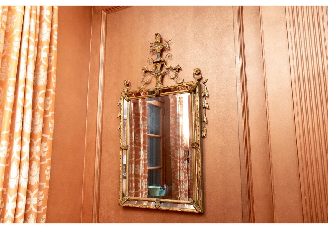 Fine Italian Adam Style Paint Decorated and Git Beveled Mirror For Sale 6