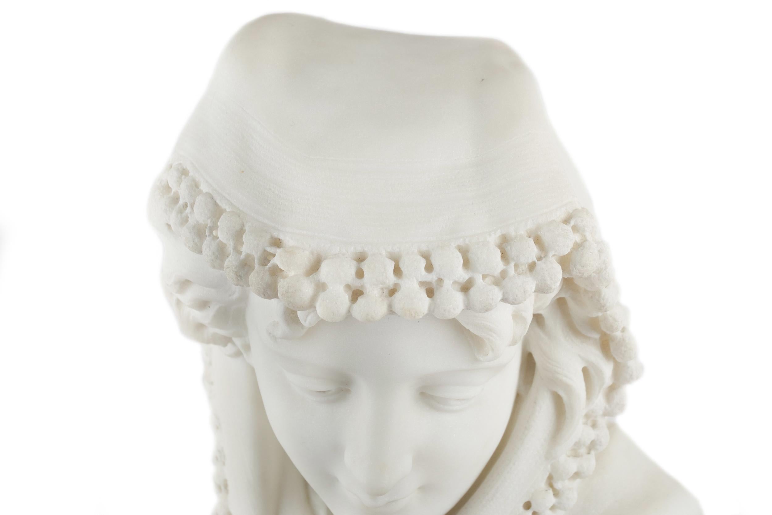 Fine Italian Antique Marble Bust of a Young Woman, circa 19th Century 6