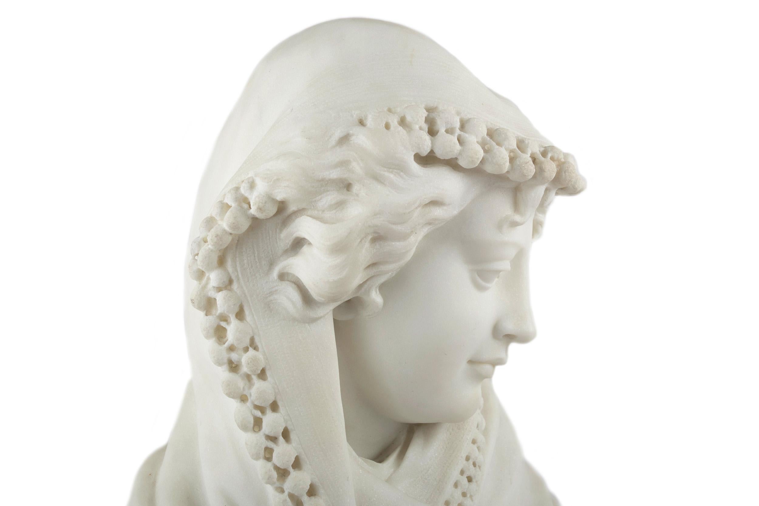 Fine Italian Antique Marble Bust of a Young Woman, circa 19th Century 1