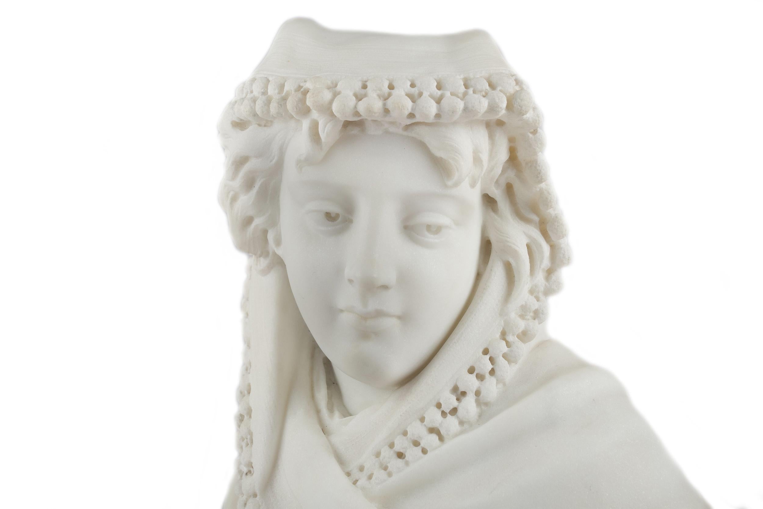 Fine Italian Antique Marble Bust of a Young Woman, circa 19th Century 2