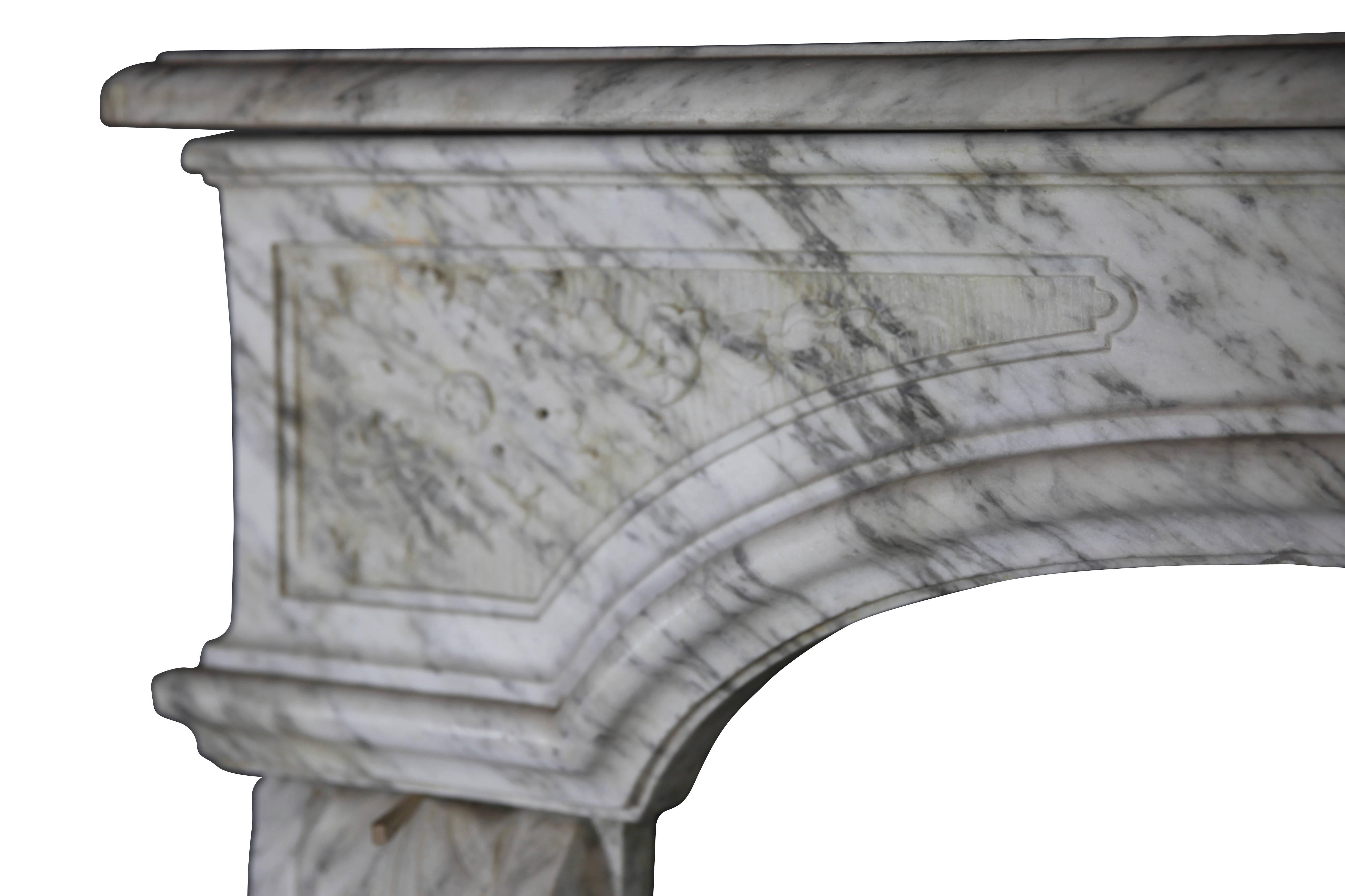 Polished Fine Italian Antique Marble Fireplace Surround For Sale