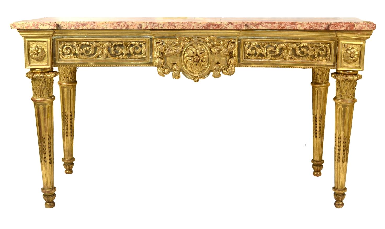 Fine Italian Carved and Giltwood Neoclassical Console Table, circa 1790 In Good Condition In Atlanta, GA