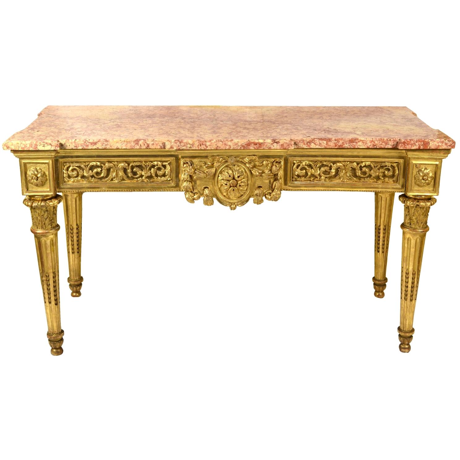 Fine Italian Carved and Giltwood Neoclassical Console Table, circa 1790