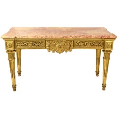 Fine Italian Carved and Giltwood Neoclassical Console Table, circa 1790