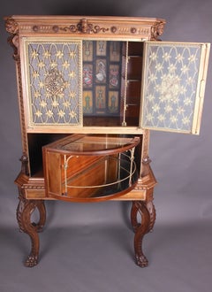 Fine Italian Carved Walnut Cocktail Cabinet