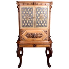 Fine Italian Carved Walnut Cocktail Cabinet