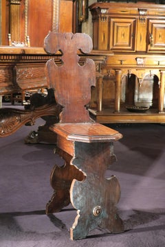 Fine Italian Carved Walnut Sgabelli