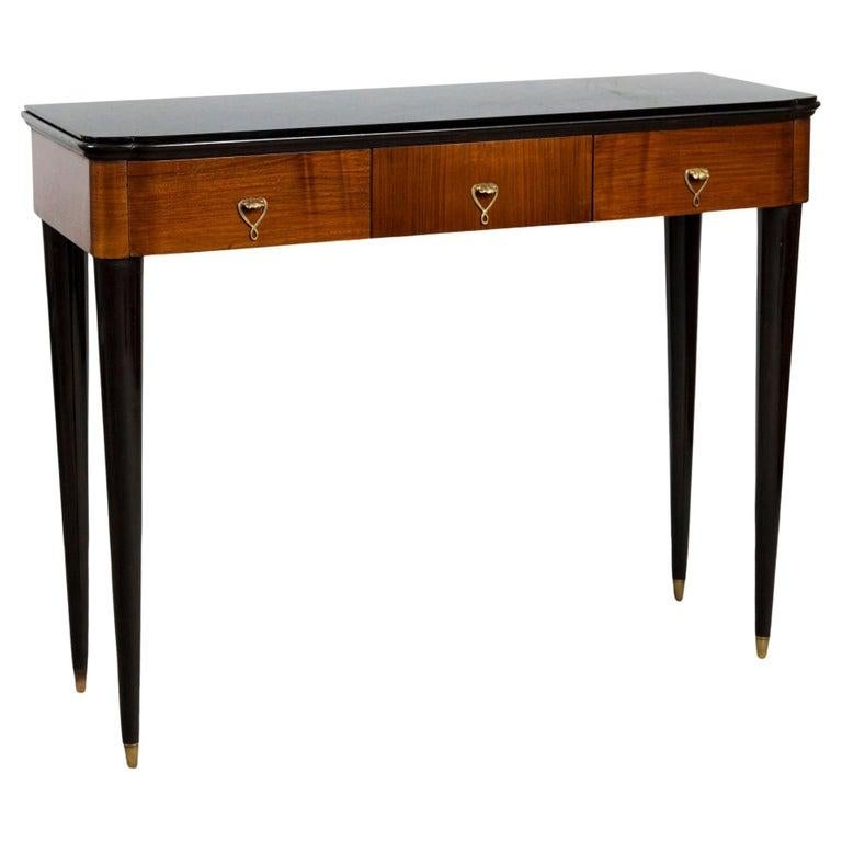 Milieu du XXe siècle Console/table de coiffeuse italienne déco avec miroir en laiton en vente