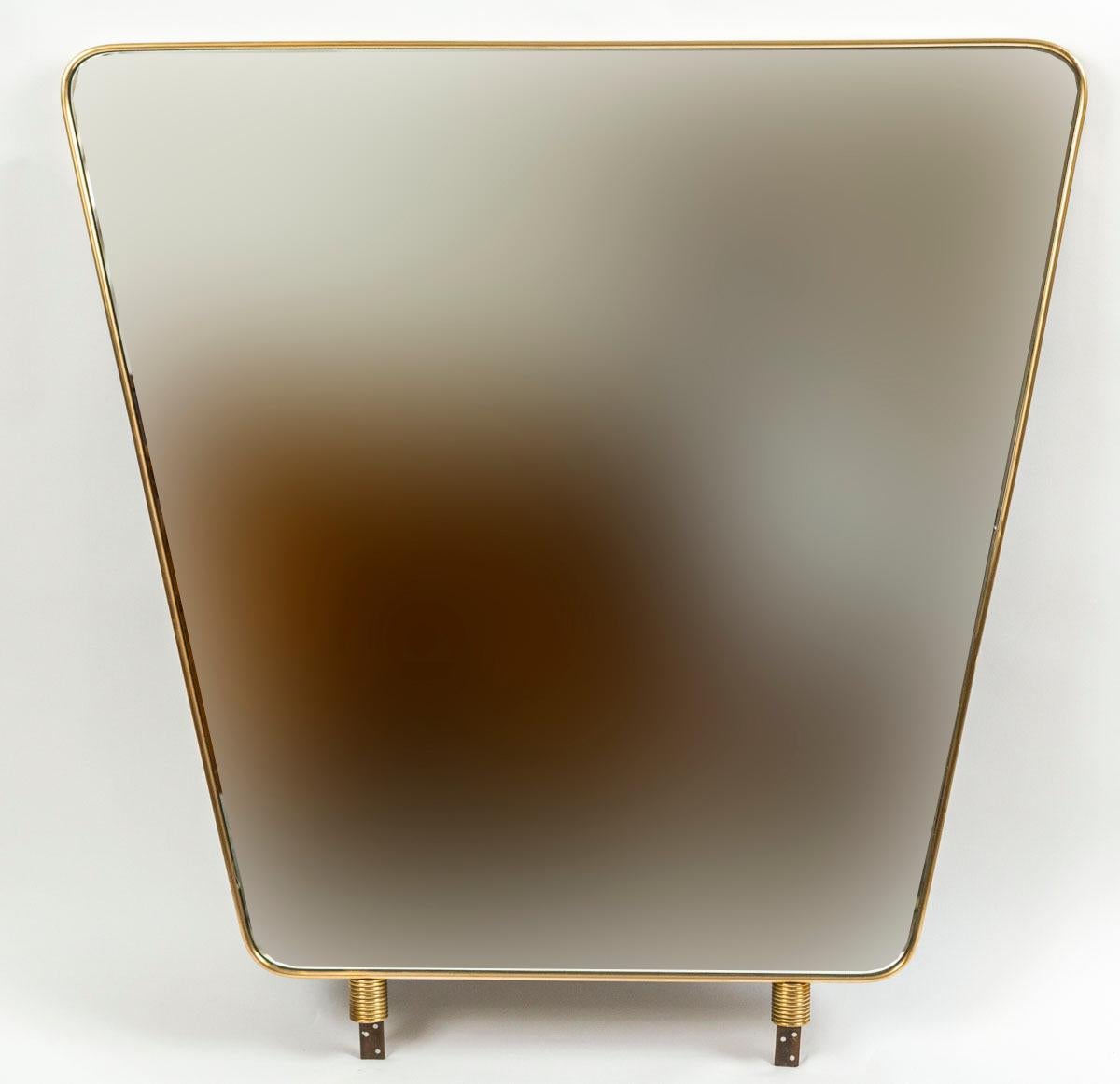 Acajou Console/table de coiffeuse italienne déco avec miroir en laiton en vente
