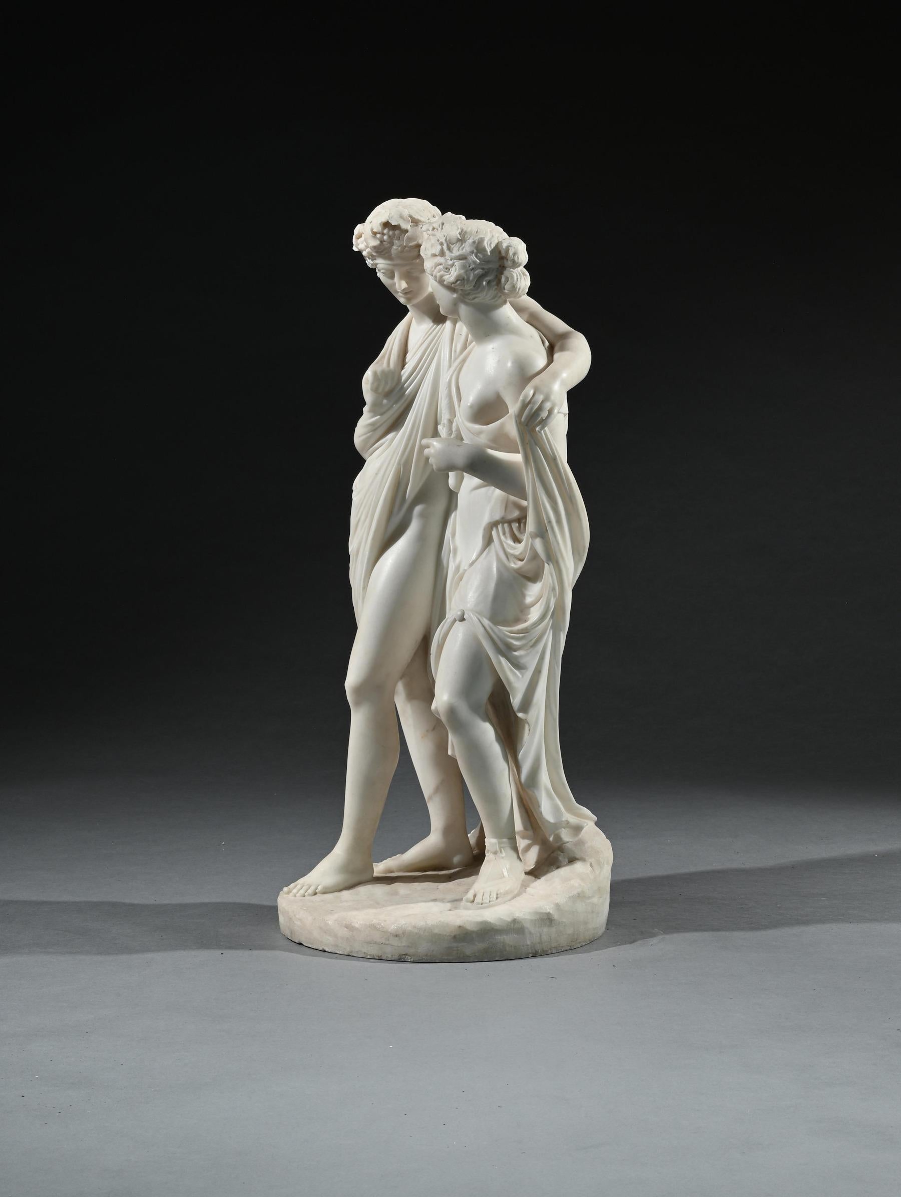 Feine italienische Marmorgruppe des Bacchus und der Ariadne aus dem frühen 19. Jahrhundert im Angebot 7