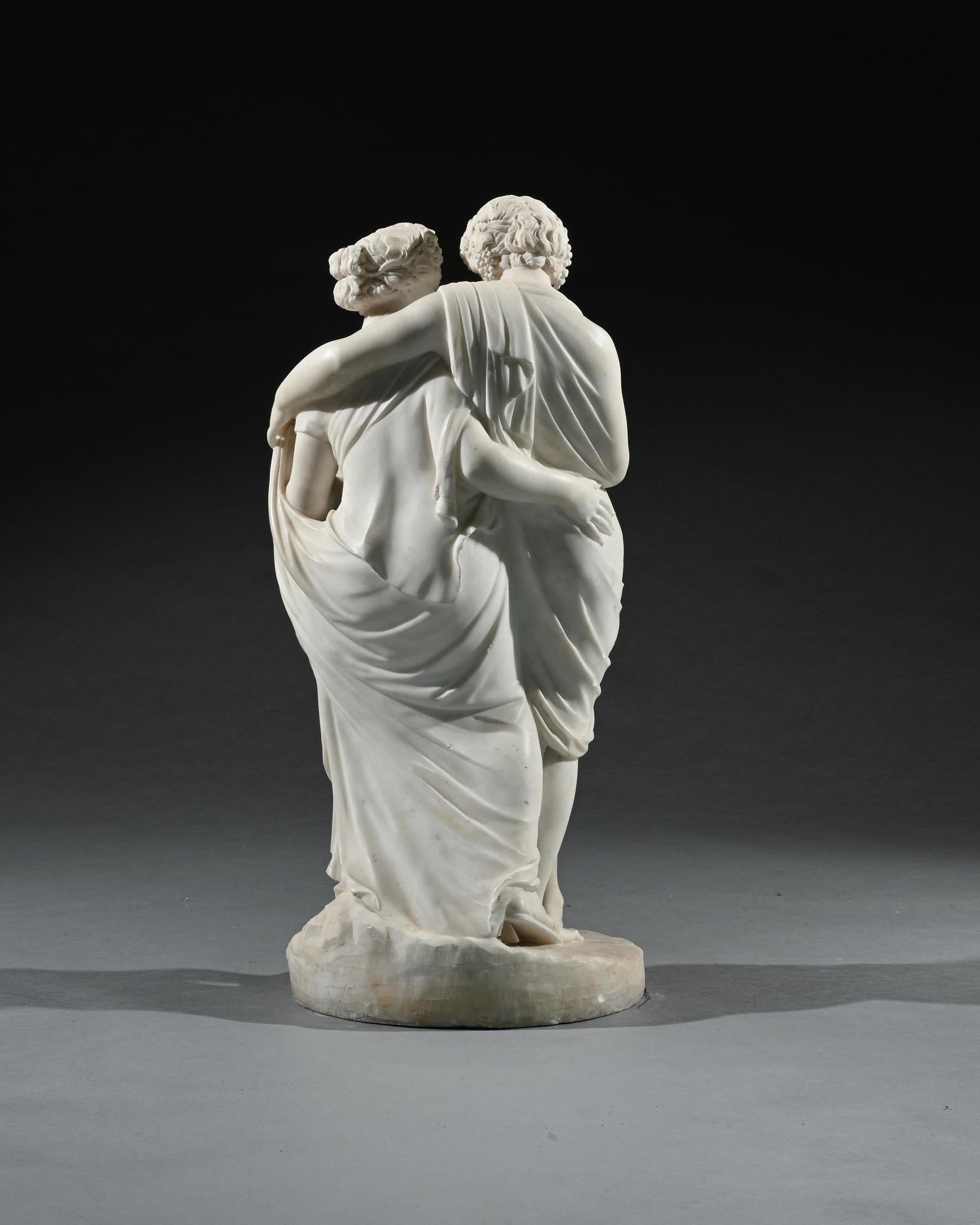 Fine Italian Early 19th Century Marble Group of Bacchus and Ariadne After the An For Sale 1