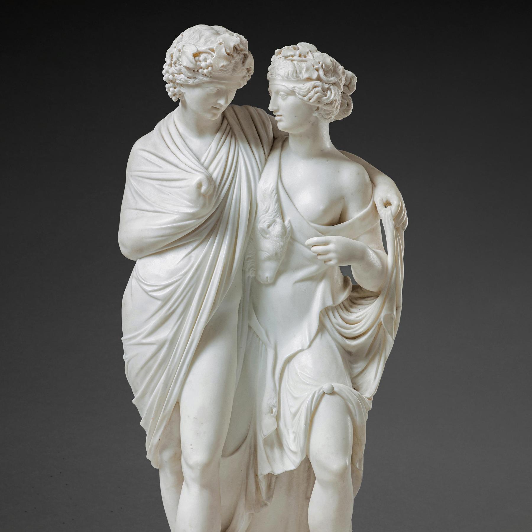 Fine Italian Early 19th Century Marble Group of Bacchus and Ariadne After the An For Sale 3