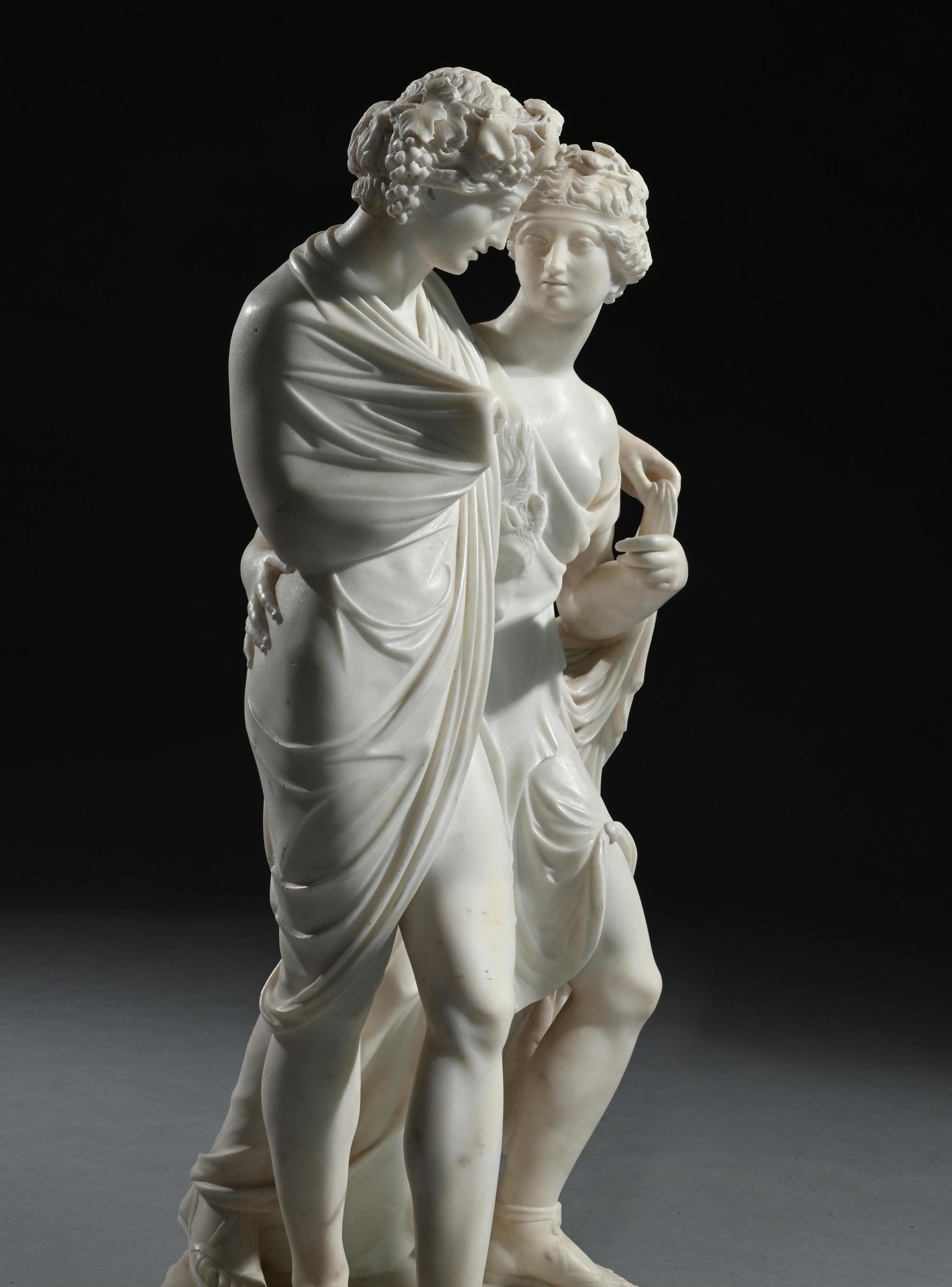 Feine italienische Marmorgruppe des Bacchus und der Ariadne aus dem frühen 19. Jahrhundert im Angebot 4