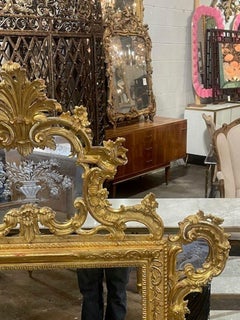 Fine Italian Florentine Carved and Giltwood Etched Mirror
