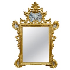 Fine Italian Florentine Carved and Giltwood Etched Mirror