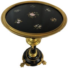 Fine Italian Florentine Pietra Dura Inlaid Table, Small, Round Pedestal