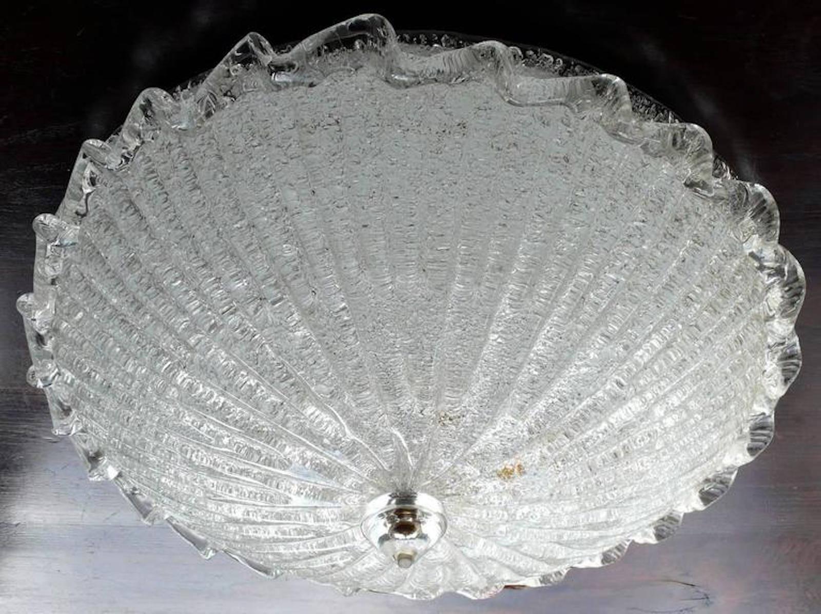 Fine Italian Glass Ceiling Fixture by Barovier & Toso, Murano, 1950 2