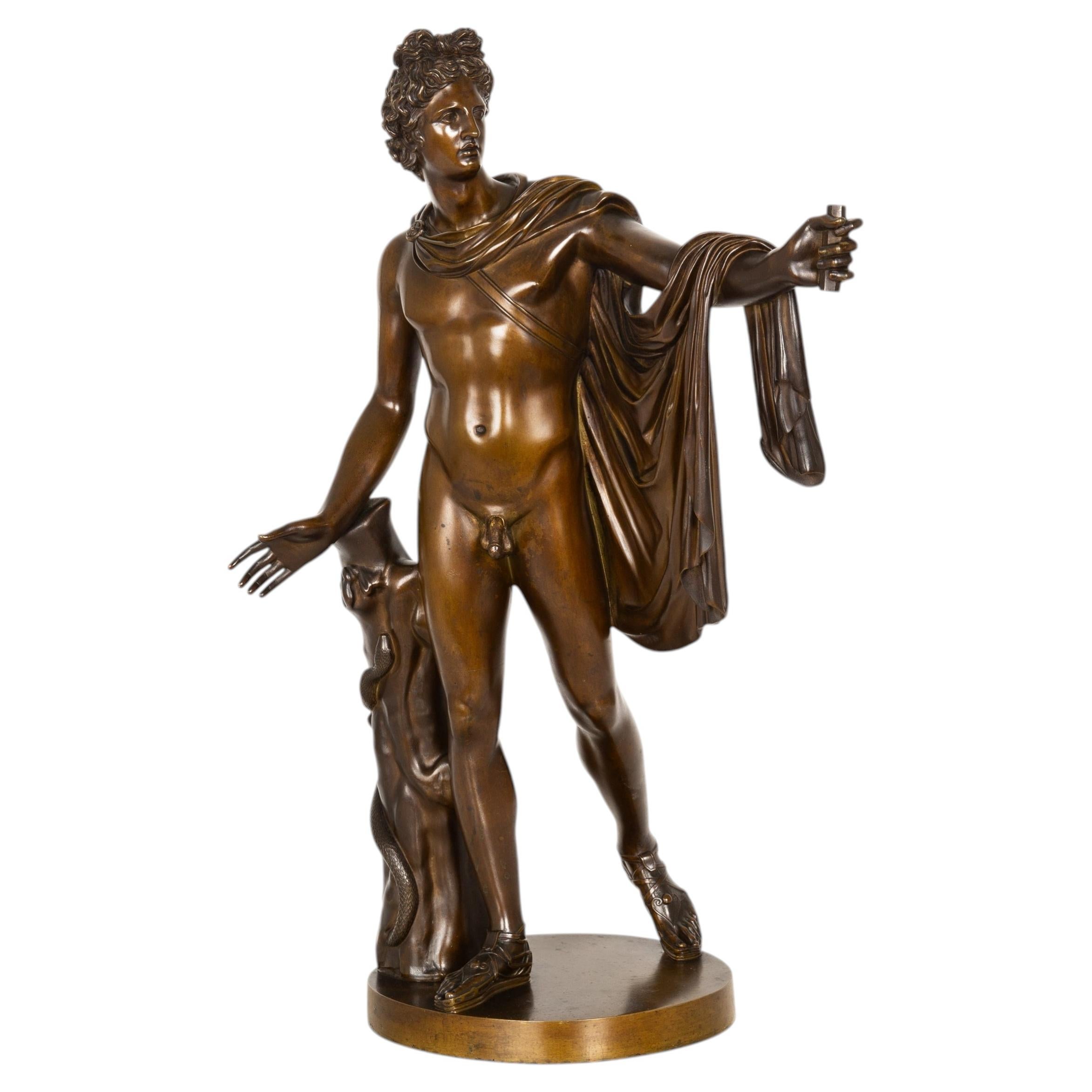 Fine Italian Grand Tour 19th Century Bronze Sculpture of Apollo Belvedere