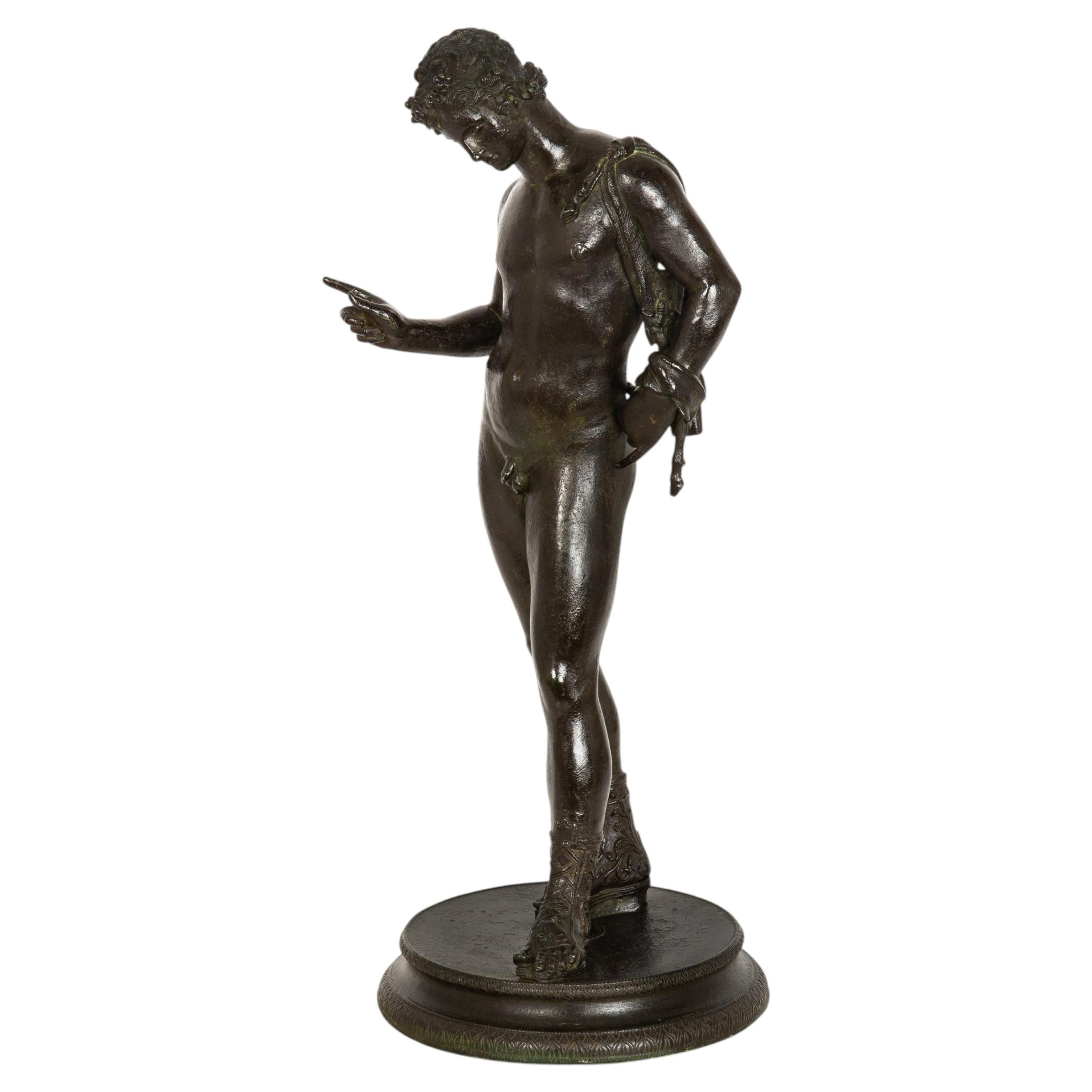 Fine Italian Grand Tour Antique Bronze Sculpture of “Narcissus” after Antiquity