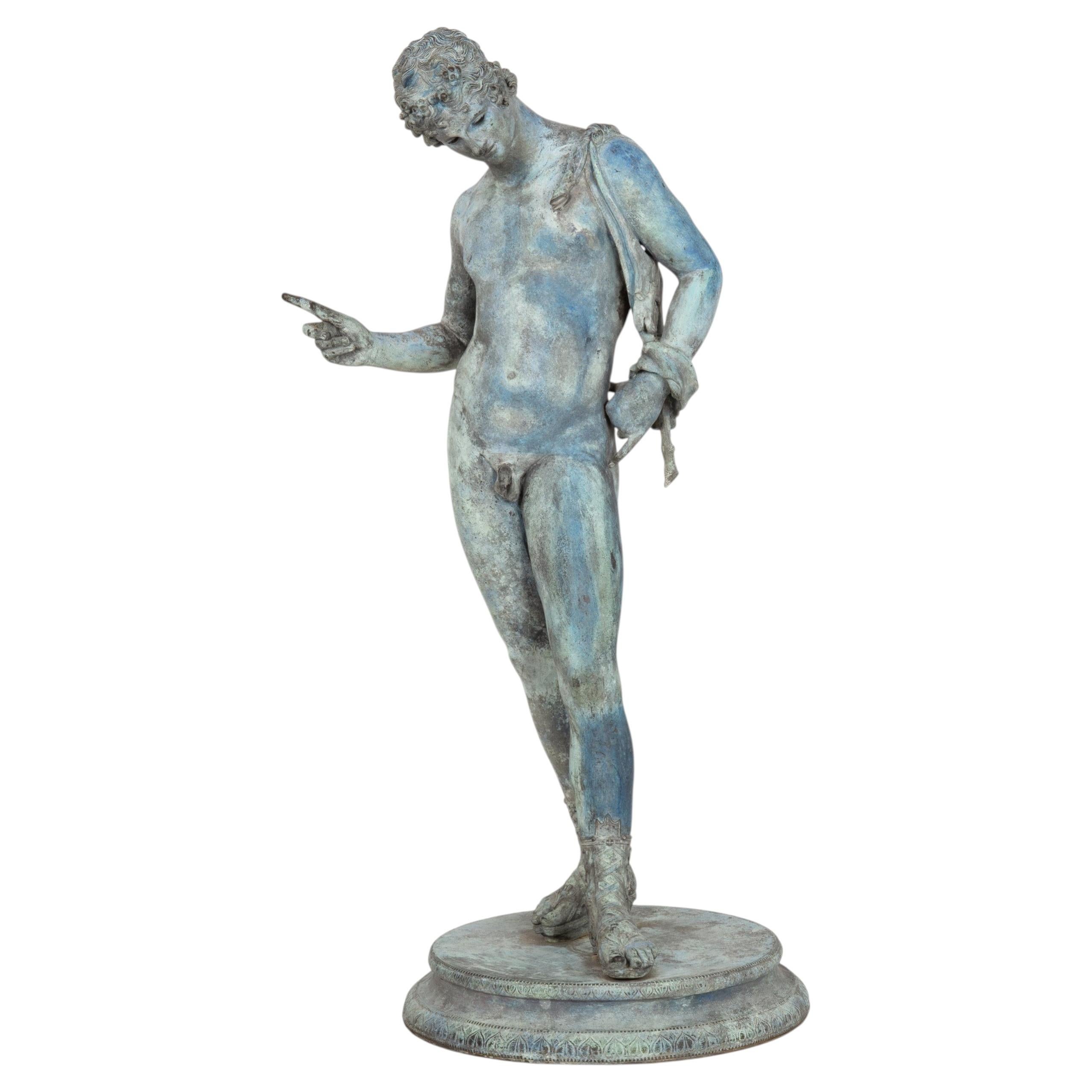 Fine Italian Grand Tour Antique Bronze Sculpture Statue of Narcissus of Pompeii