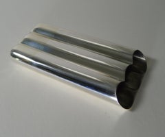 Fine Italian Leather and Sterling Silver Cigar Case, c.1950