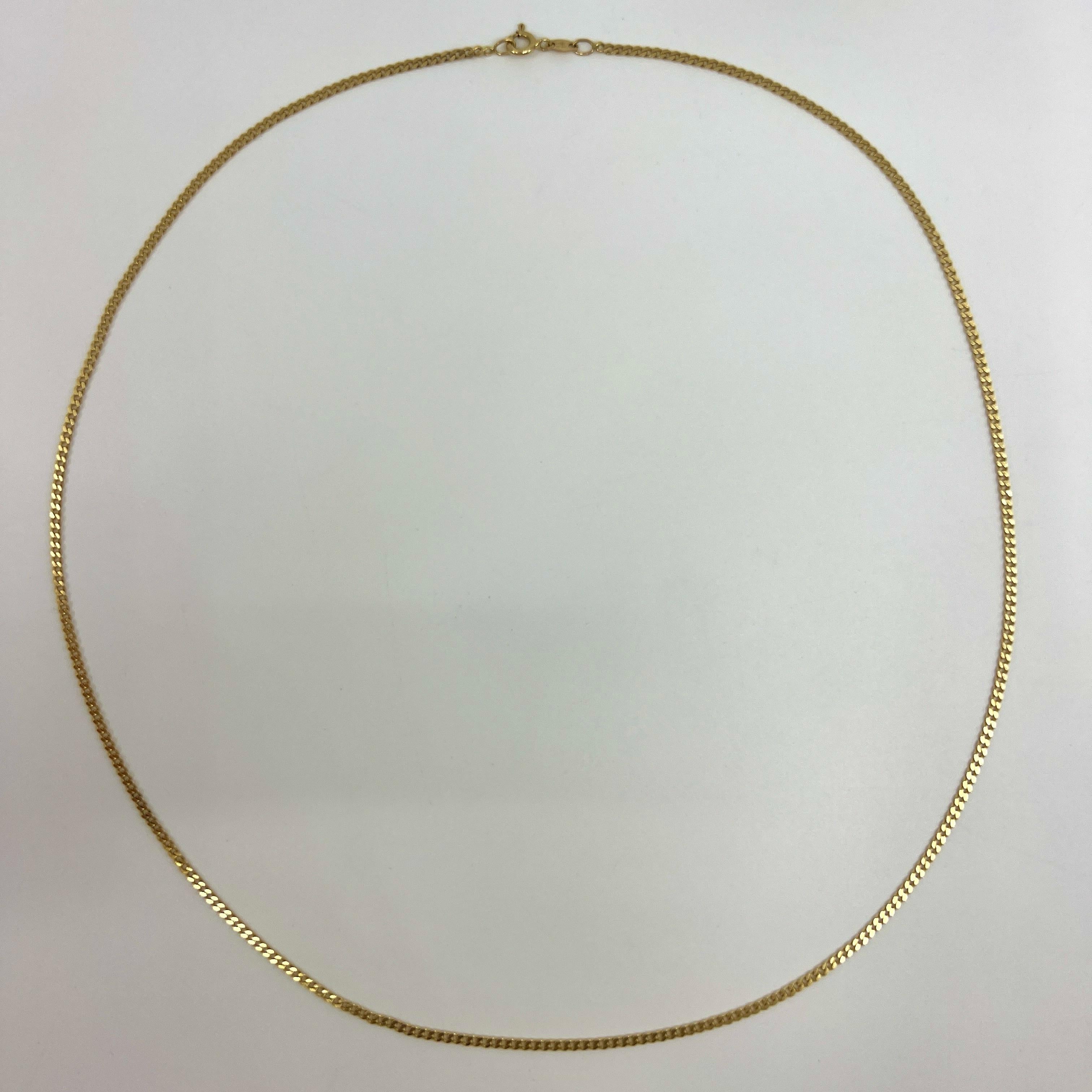 Fine Italian Made 18k Yellow Gold 2.2mm Curb Necklace Chain 24' In Excellent Condition For Sale In Birmingham, GB