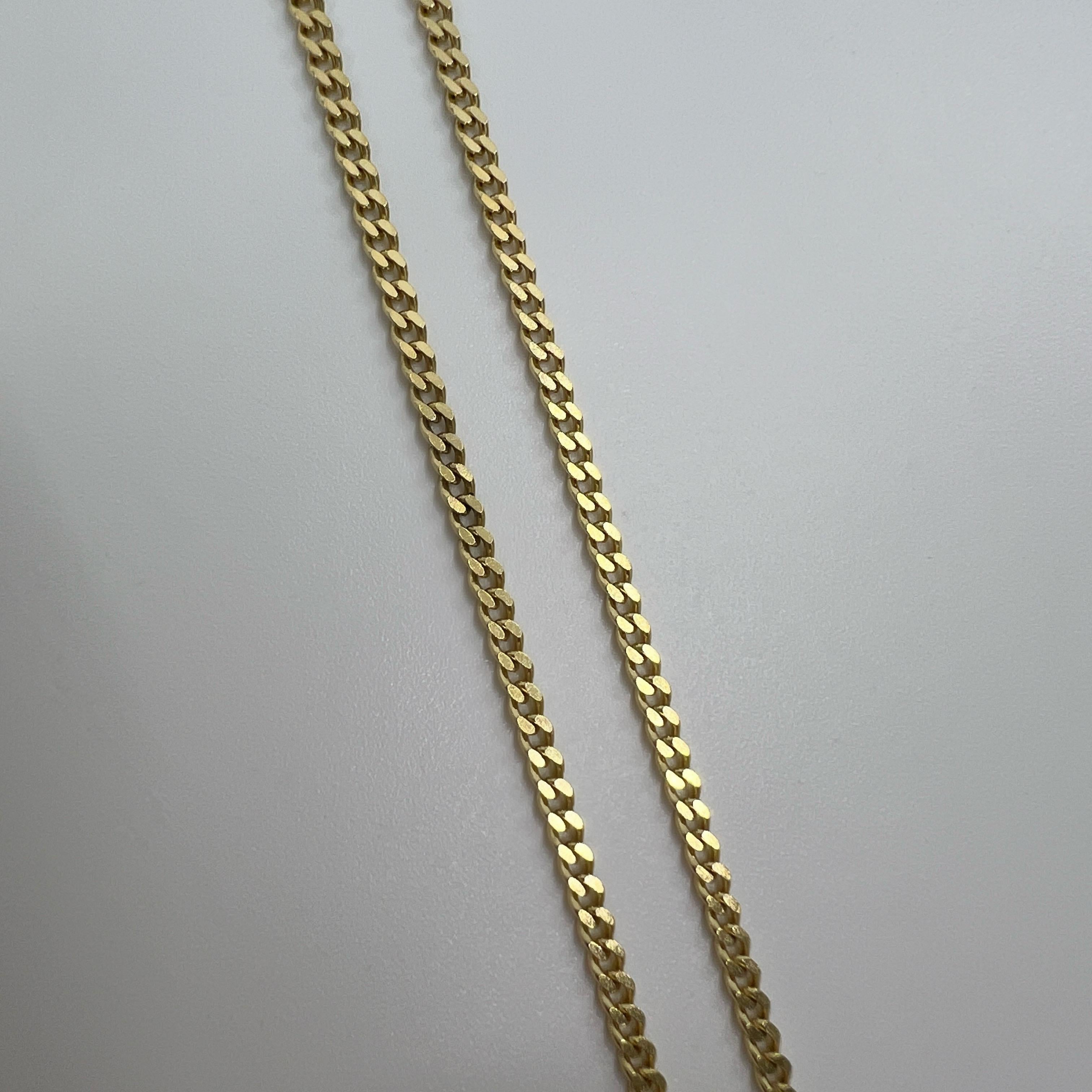Women's or Men's Fine Italian Made 18k Yellow Gold 2.2mm Curb Necklace Chain 24' For Sale