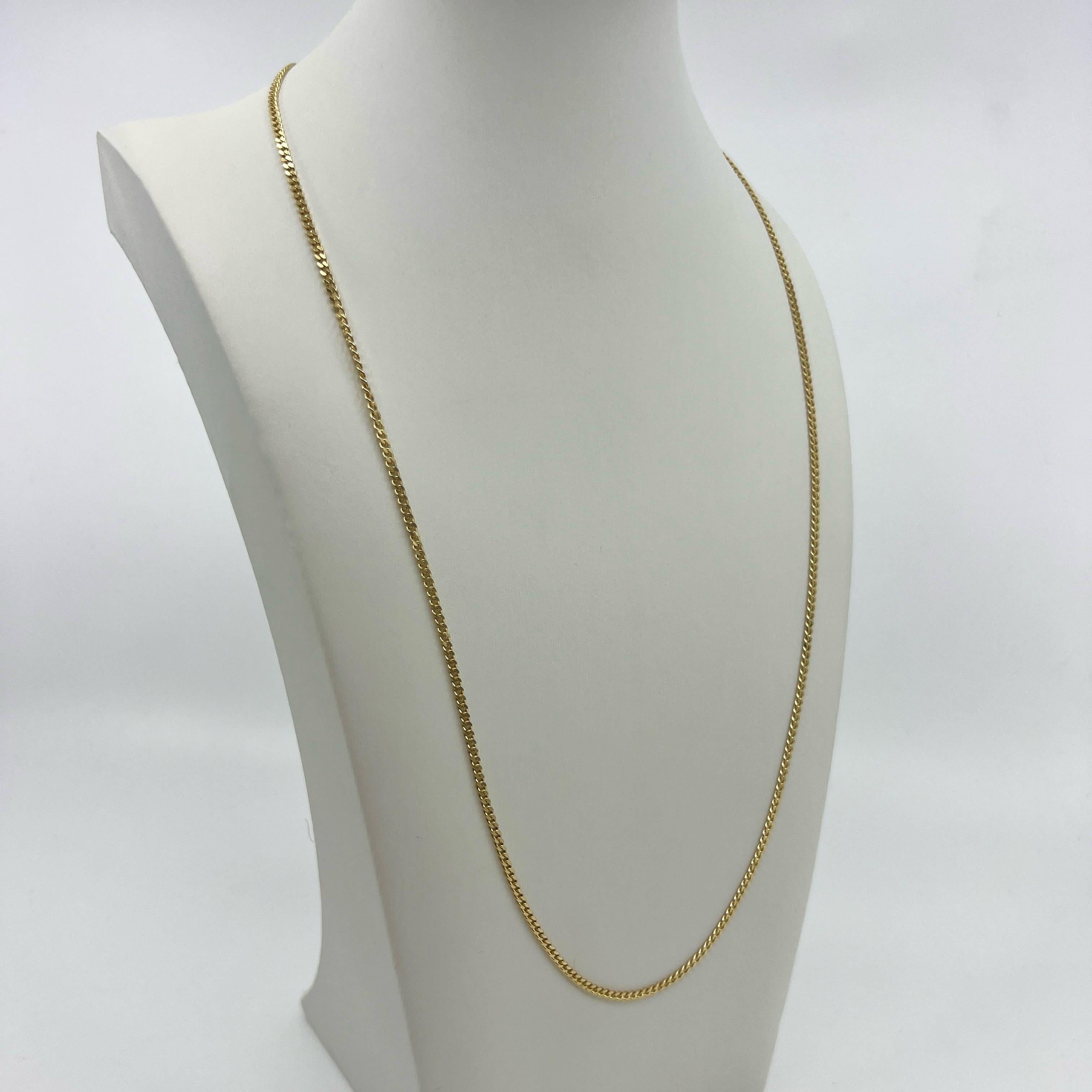 Fine Italian Made 18k Yellow Gold 2.2mm Curb Necklace Chain 24' For Sale 1