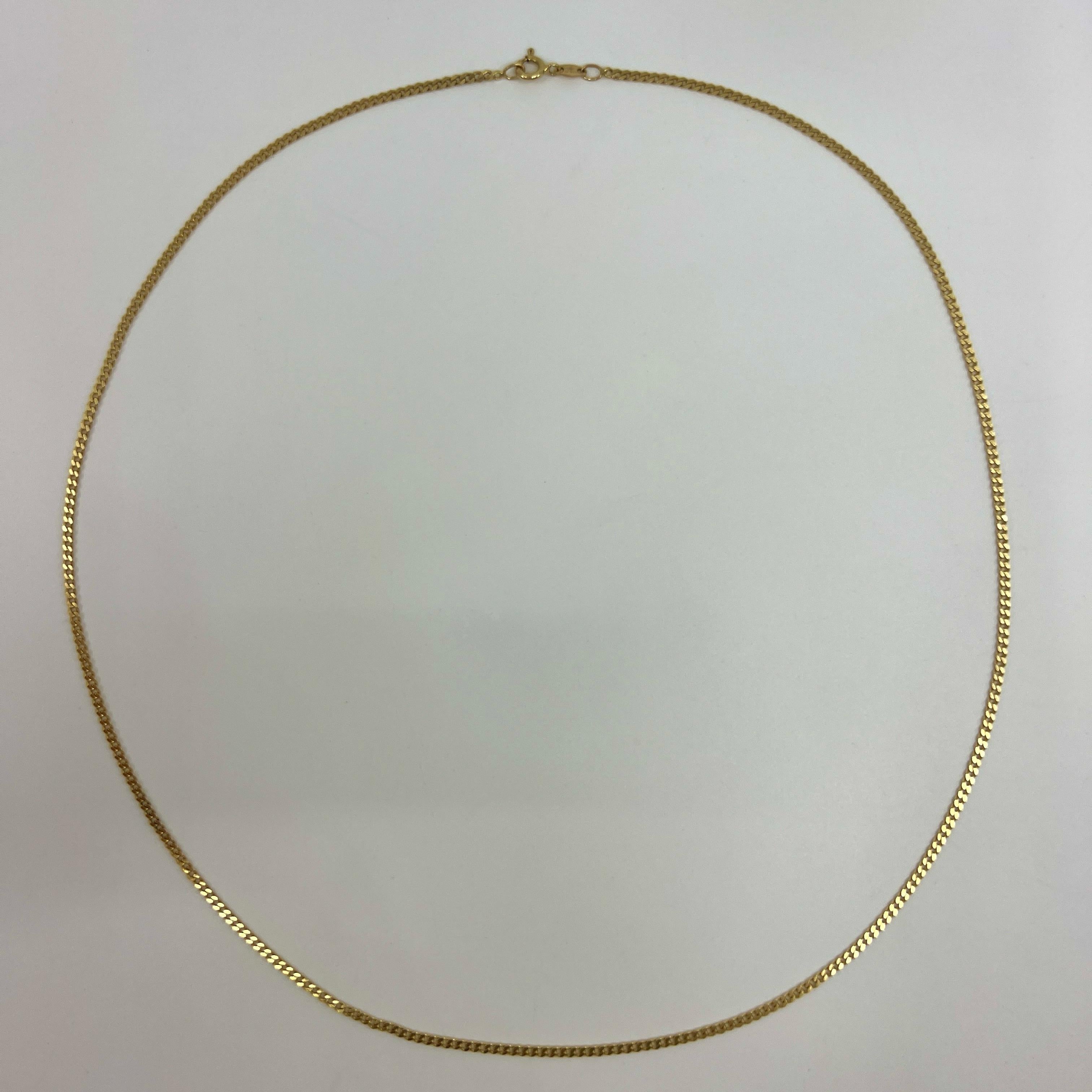 Fine Italian Made 18k Yellow Gold 2.2mm Curb Necklace Chain 24' For Sale 2