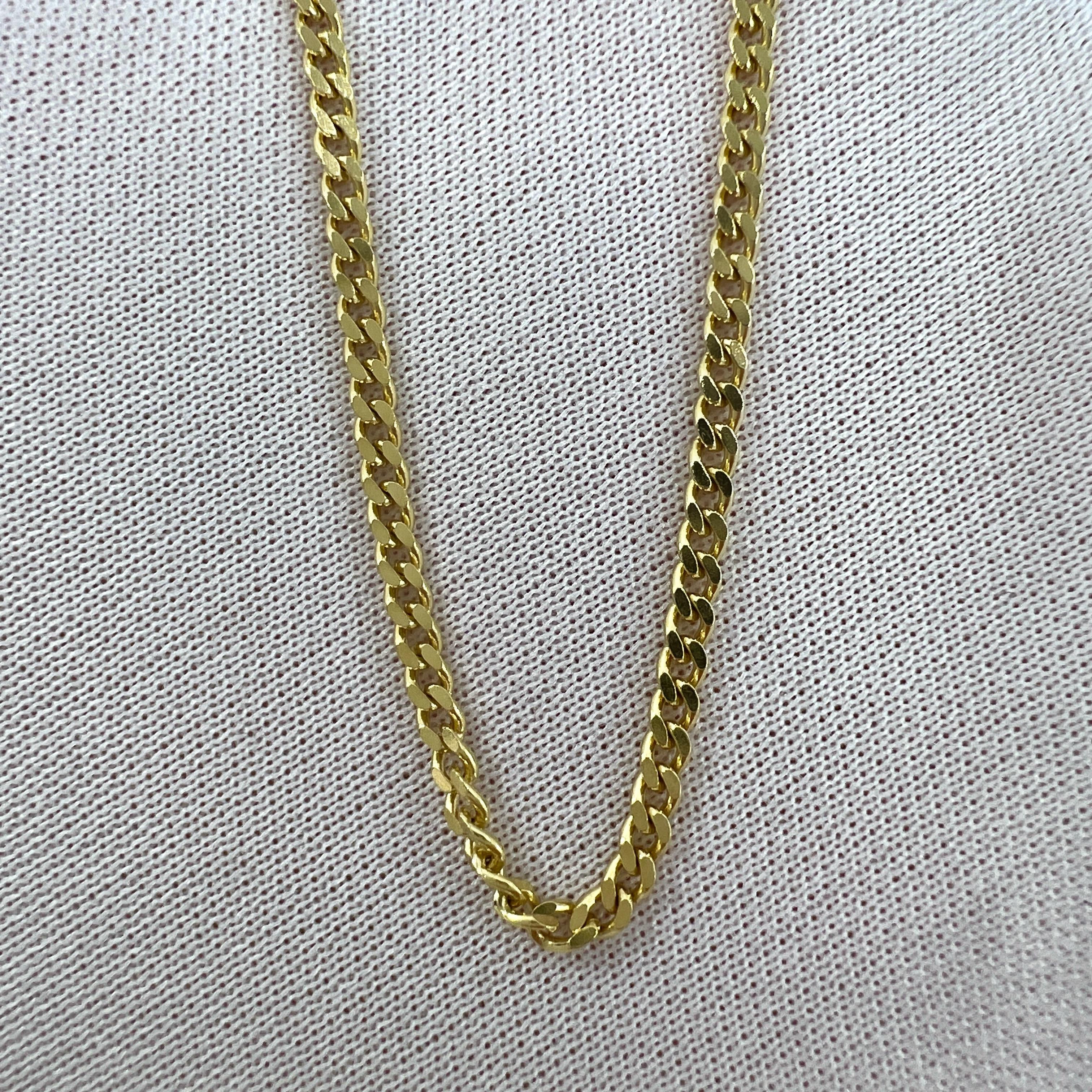 Fine Italian Made 18k Yellow Gold 2.2mm Curb Necklace Chain 24' For Sale 4