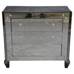 Fine Italian Made Murano Style Mirrored Three Drawer Commode Circa 1950s