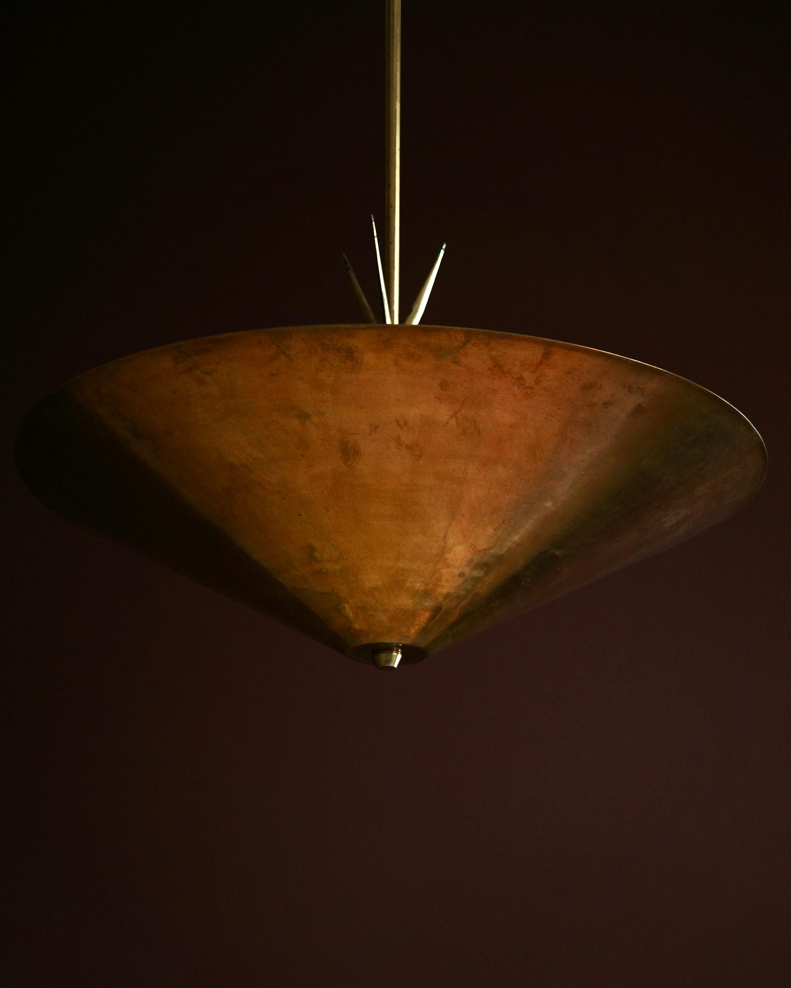Fine Italian Mid Century Modern Brass Pendant In Good Condition In Allerum, SE