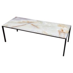 Fine Italian mid-century rectangular onyx and iron coffee table