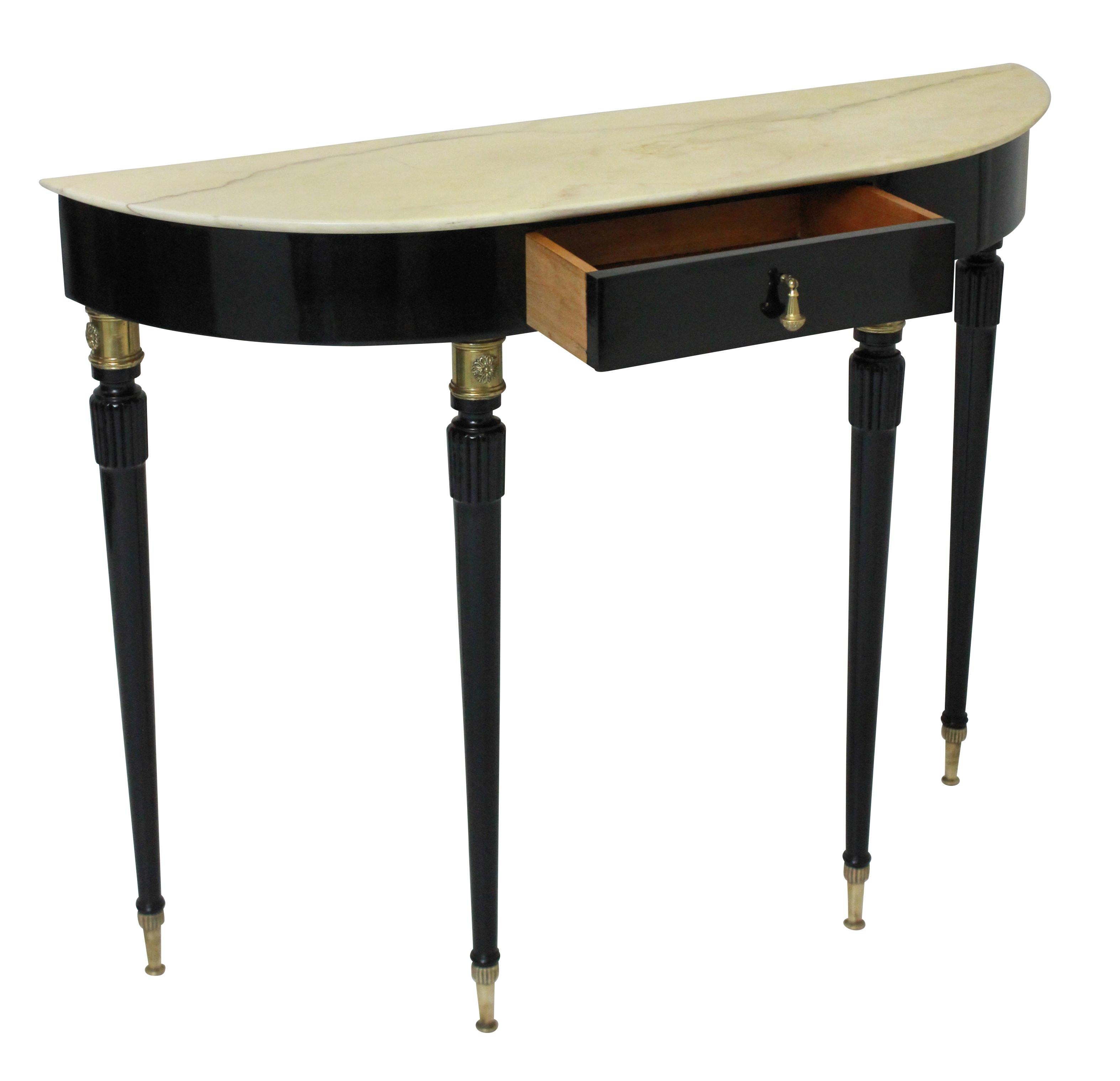 Mid-Century Modern Fine Italian Midcentury Ebonized Marble-Top Console