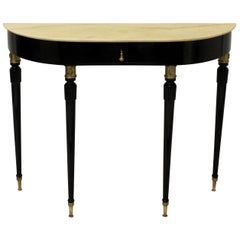 Fine Italian Midcentury Ebonized Marble-Top Console
