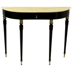 Fine Italian Midcentury Ebonized Marble-Top Console