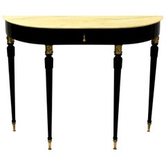 Fine Italian Midcentury Ebonized Marble-Top Console