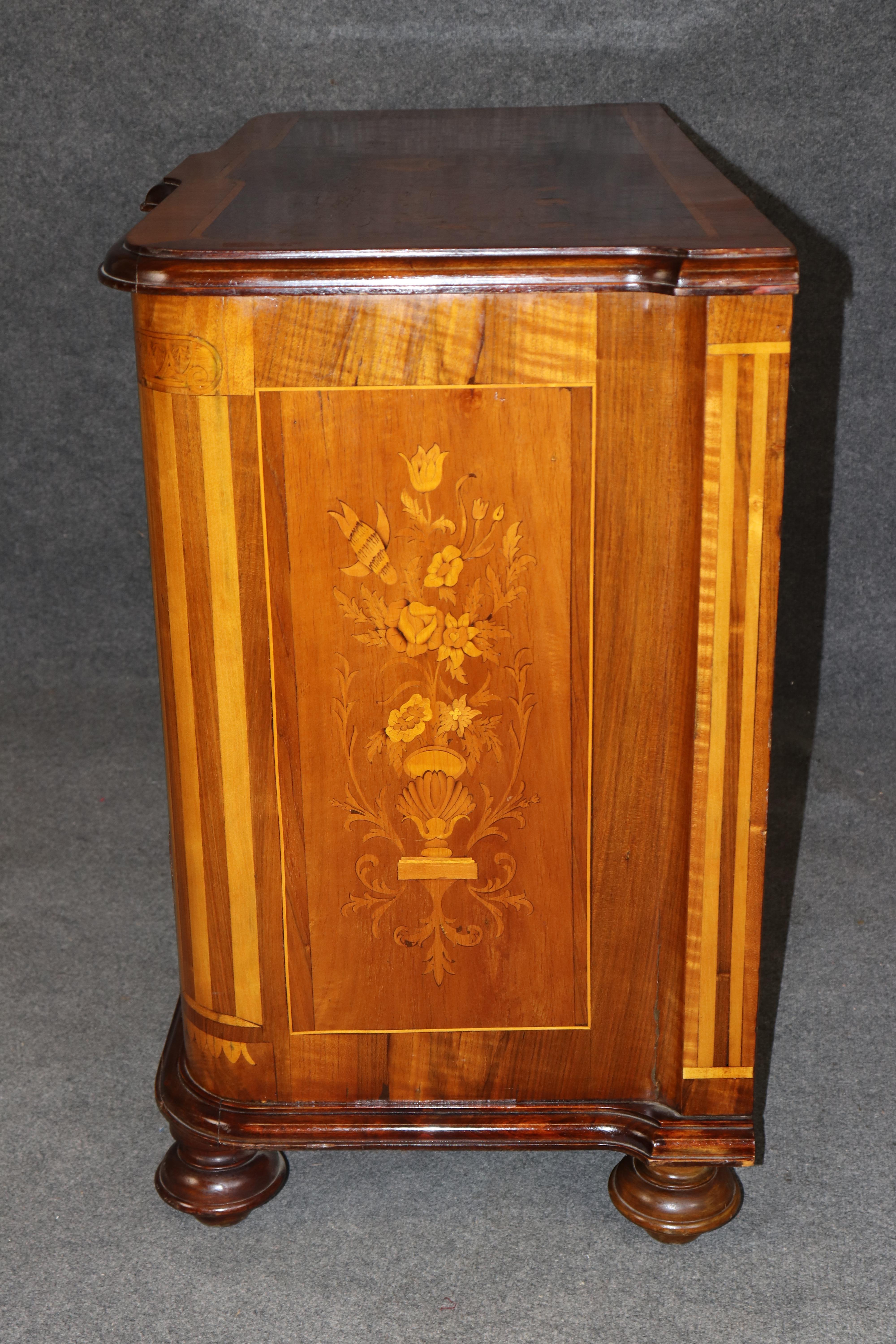 Louis XIV Fine Italian Mixed Woods Marquetry Inlaid 19th Century Commode For Sale