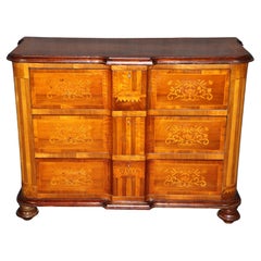 Fine Italian Mixed Woods Marquetry Inlaid 19th Century Commode