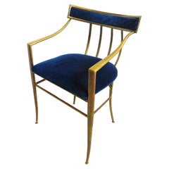 Fine Italian Modern Brass Klismos Form Armchair